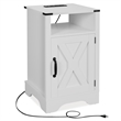 Pemberly Row Engineered Wood Nightstand Side End Table with USB Ports in White