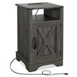 Pemberly Row Engineered Wood Nightstand Side End Table with USB in Dark Gray