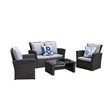 Pemberly Row 4-Piece Stainless Steel Patio Furniture Set with Cushions in Gray