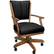 Pemberly Row Leather & Solid Wood Caster Dining Chair in Black on Honey Frame