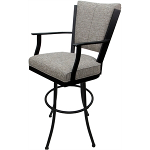 Pemberly Row 34&quot Extra Tall Swivel Metal Bar Stool in Jetty June Tan Black
