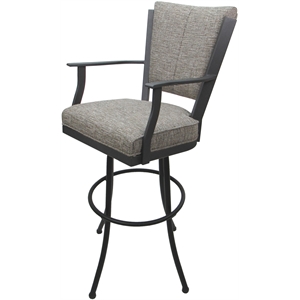 Pemberly Row 34&quot Extra Tall Swivel Metal Bar Stool in Jetty June Tan Gray