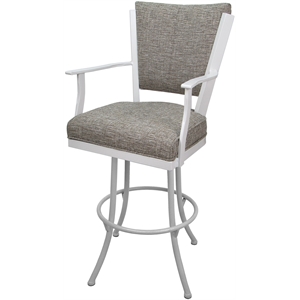 Pemberly Row 34&quot Extra Tall Swivel Metal Bar Stool in Jetty June Tan White