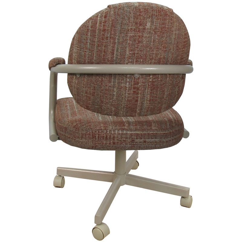 Pemberly Row Swivel Metal Dining Caster Chair in Red Fabric Beige