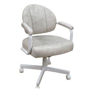 Pemberly Row Swivel Metal Dining Caster Chair in Outlier Stucco Beige White