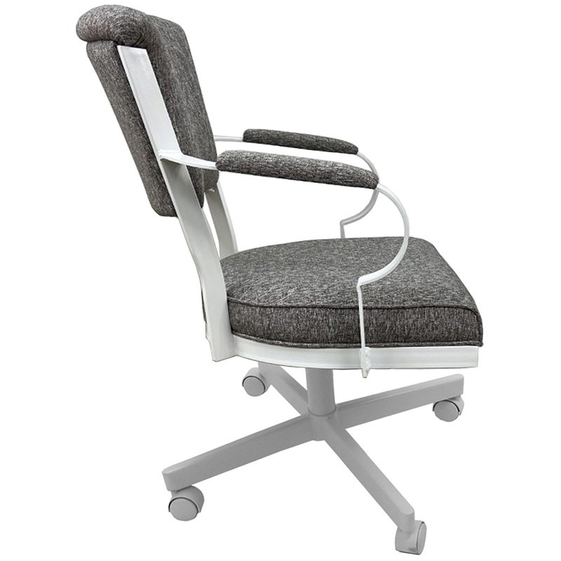 Pemberly Row Swivel Fabric & Metal Caster Dining Chair in Gray White