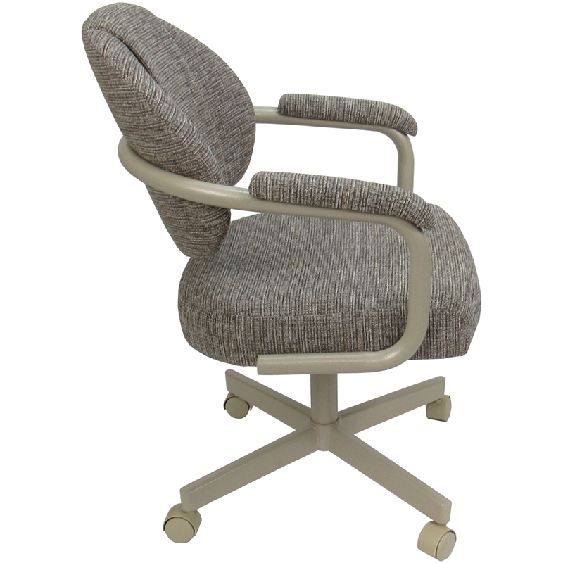 Pemberly Row Swivel Metal Dining Caster Chair in Jetty June Khaki Beige