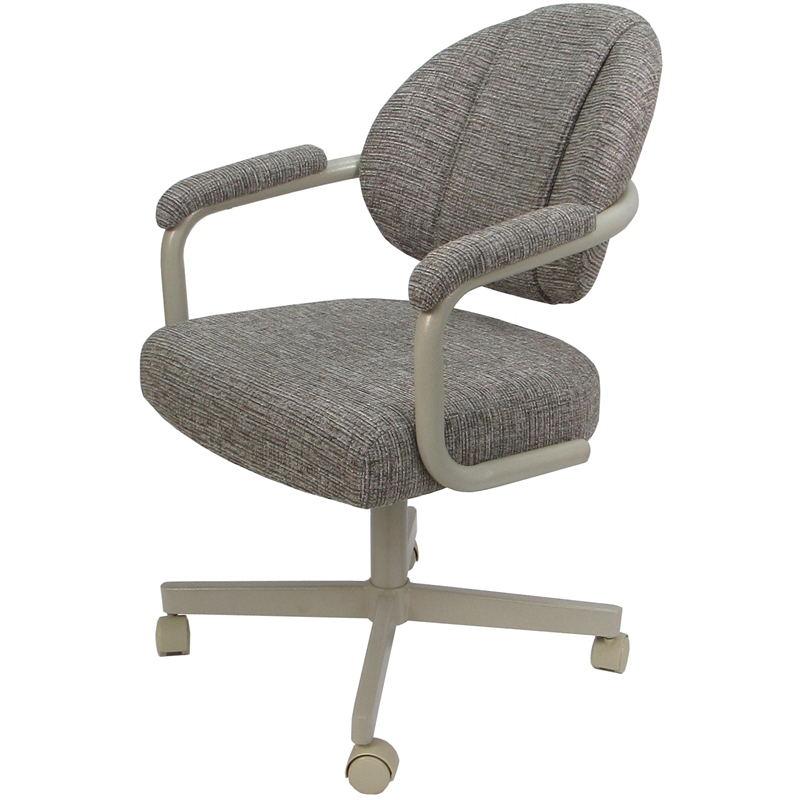 Pemberly Row Swivel Metal Dining Caster Chair in Jetty June Khaki Beige