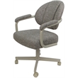 Pemberly Row Swivel Metal Dining Caster Chair in Jetty June Khaki Beige