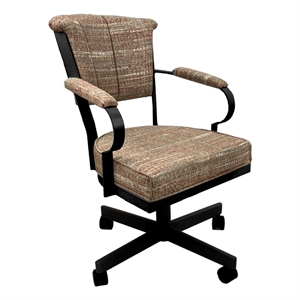 Pemberly Row Swivel Fabric and Metal Caster Dining Chair in Watusi Madder Black