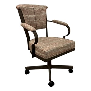 Pemberly Row Swivel Fabric and Metal Caster Dining Chair in Watusi Madder Brown