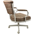 Pemberly Row Swivel Fabric and Metal Caster Dining Chair in Watusi Madder White