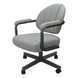 Pemberly Row Swivel Dining Caster Chair in Hemsath Slate Fabric Gray Metal