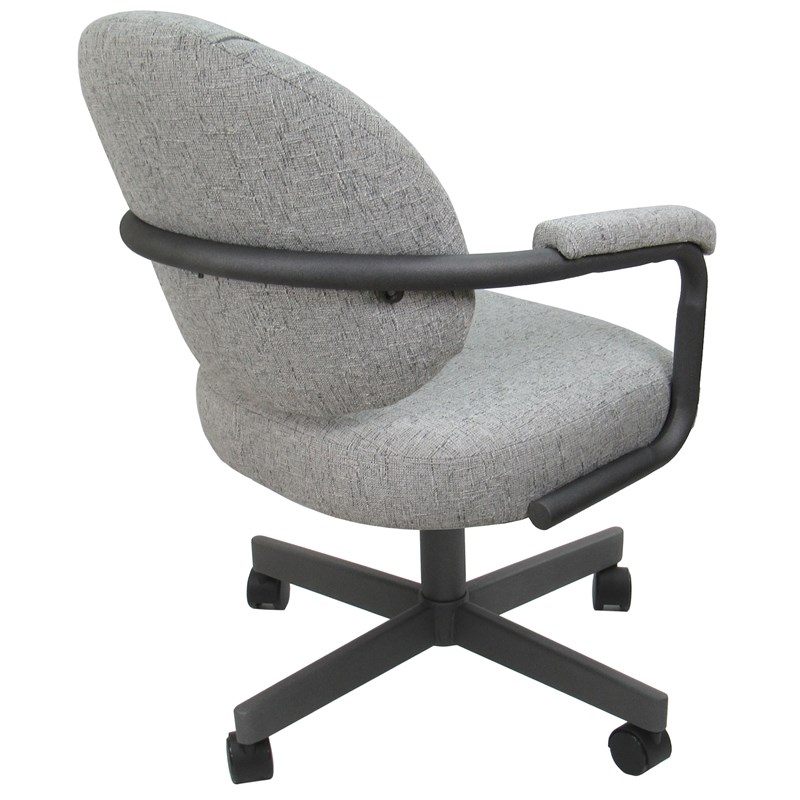Pemberly Row Swivel Dining Caster Chair in Hemsath Slate Fabric Gray Metal