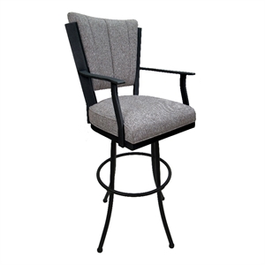 Pemberly Row 34&quot Extra Tall Swivel Bar Stool in Mojave Gray Fabric Black Metal