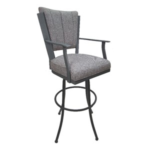 Pemberly Row 34&quot Extra Tall Swivel Bar Stool in Mojave Gray Fabric & Metal