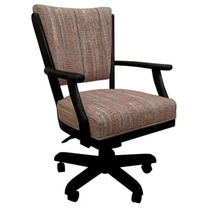 Pemberly Row Caster Solid Wood Dining Chair in Watusi Madder Red Fabric Black
