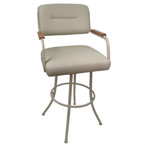 Pemberly Row 34&quot Extra Tall Swivel Metal Bar Stool with Arms in Beige Natural