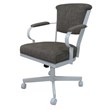 Pemberly Row Swivel Dining Caster Chair with Armrests in Cocoa & White