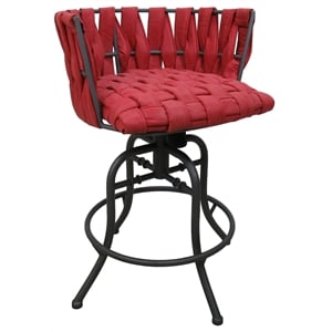 Pemberly Row Swivel Tilt 30&quot Bar Stool in Red Vinyl/Gray Metal