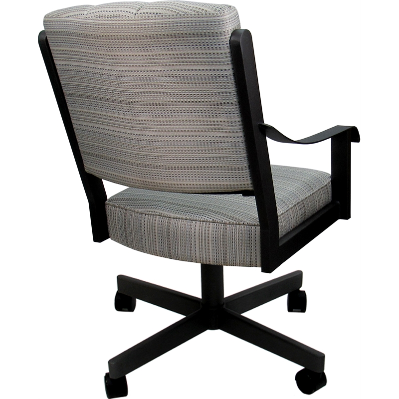 Pemberly Row Dining Caster Chair Swivel Tilt in Natural Fun Cream/Black