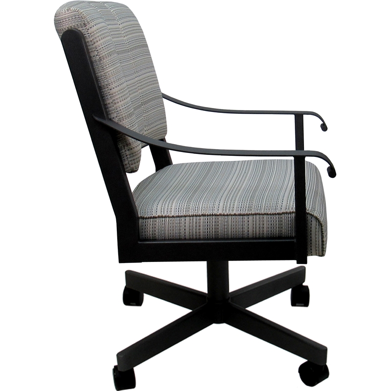 Pemberly Row Dining Caster Chair Swivel Tilt in Natural Fun Cream/Black