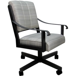 Pemberly Row Dining Caster Chair Swivel Tilt in Natural Fun Cream/Black