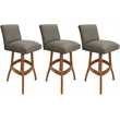 Pemberly Row Set of 3 Extra Tall Swivel Wood Stools in Plumley Cocoa/Honey