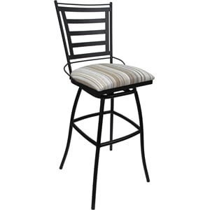Pemberly Row Aluminum Outdoor Swivel 30&quot Bar Stool Armless in DW White/Black