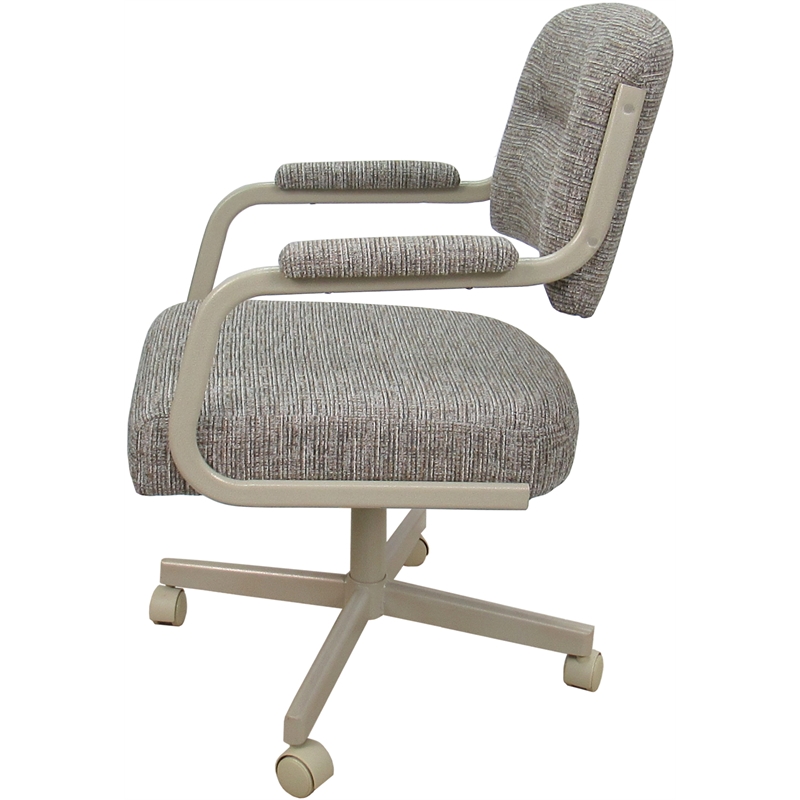 Pemberly Row Swivel Metal Dining Caster Chair in Jetty June Tan/Beige