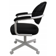 Pemberly Row Set of 4 Swivel Metal Dining Caster Chairs in Black Vinyl/White