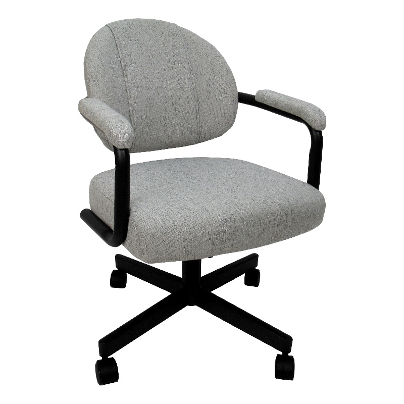 Pemberly Row Swivel Metal Caster Dining Chair in Hemsath Slate/Black