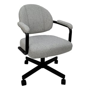 Pemberly Row Swivel Metal Caster Dining Chair in Hemsath Slate/Black