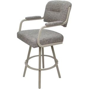 Pemberly Row Swivel Metal 30&quot Bar Stool in Jetty June Khaki/Beige