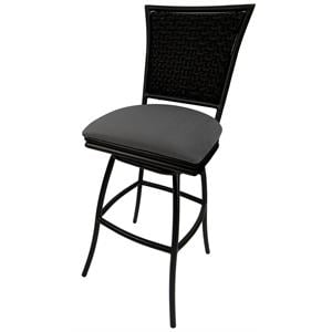Pemberly Row Outdoor Swivel 30&quot Bar Stool Armless in Dark Gray/Black