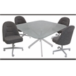 Pemberly Row Dinette Swivel Metal Caster Chairs Crackle Glass Mojave Grey/White