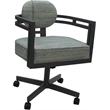 Pemberly Row Swivel Metal Dining Caster Chair in Watusi Aquatint Teal/Gray