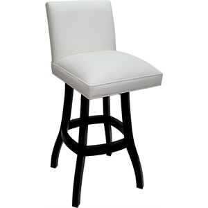 Pemberly Row Counter Solid Wood 26&quot Stool in White Vinyl/Black