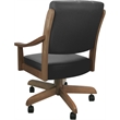 Pemberly Row Leather Solid Wood Dining Caster Chair in Gray/Cashew