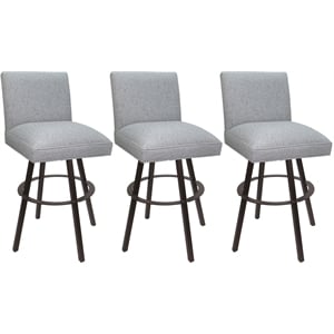 Pemberly Row Set of 3 Extra Tall Swivel Metal Stools Hemsath Slate/Brown