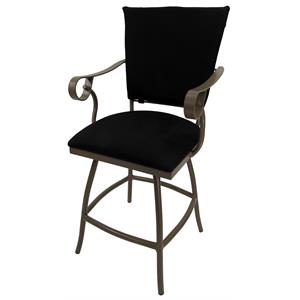 Pemberly Row Outdoor Swivel Counter 26&quot Stool in Black Fabric/Black