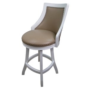 Pemberly Row Contemporary 26&quot Swivel Wood Counter Stool in Avanti Bronze