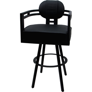 Pemberly Row Swivel Metal 30&quot Bar Stool in Black Vinyl/Black Frame