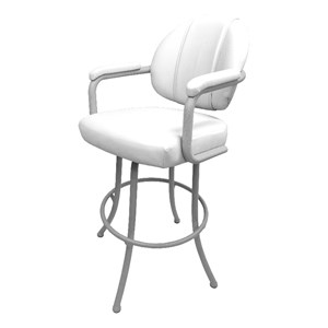 Pemberly Row 30&quot Vinyl Upholstered Swivel Bar Stool in White