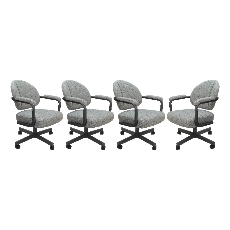 Pemberly Row Set of 4 Swivel Metal Dining Caster Chairs Hemsath Slate/Grey
