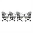 Pemberly Row Set of 4 Swivel Metal Dining Caster Chairs Hemsath Slate/Grey