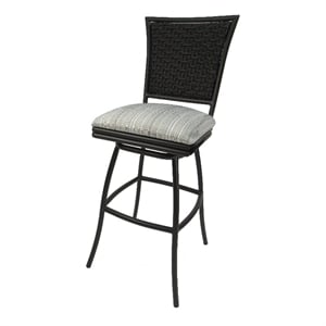 Pemberly Row Indoor/Outdoor 30&quot Bar Stool Armless in Natural Fun/Brown Frame