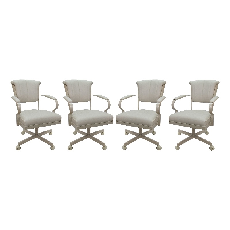 Pemberly Row Set of 4 Swivel Metal Caster Dining Chairs on Reading Base