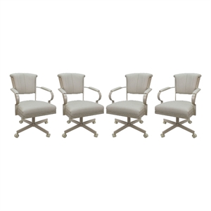 Pemberly Row Set of 4 Swivel Metal Caster Dining Chairs on Reading Base