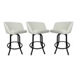 Pemberly Row Swivel Extra Tall Vinyl & Metal Bar Stool Black/White Set of 3
